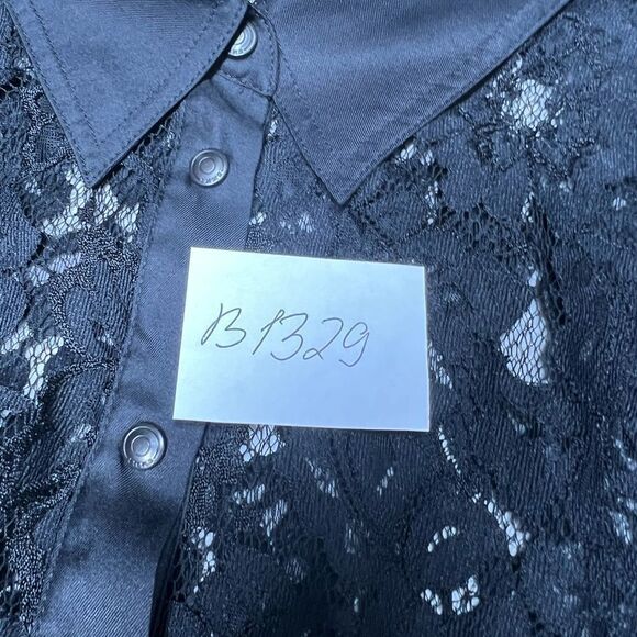 IKKS Bohemian Lace Black Button Down Blouse Shirt Size 42 EU/ M US - Picture 11 of 11